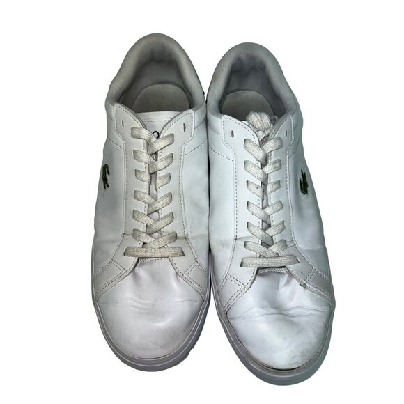 Lacoste Powercourt Low Top Sneakers White Leather Shoes Men's Size 11 - Picture 5 of 9